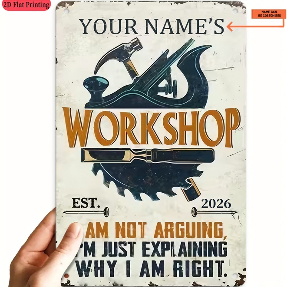 Workshop Tools With Name - [تصميم ثنائي الأبعاد] لافتة معدنية مخصصة