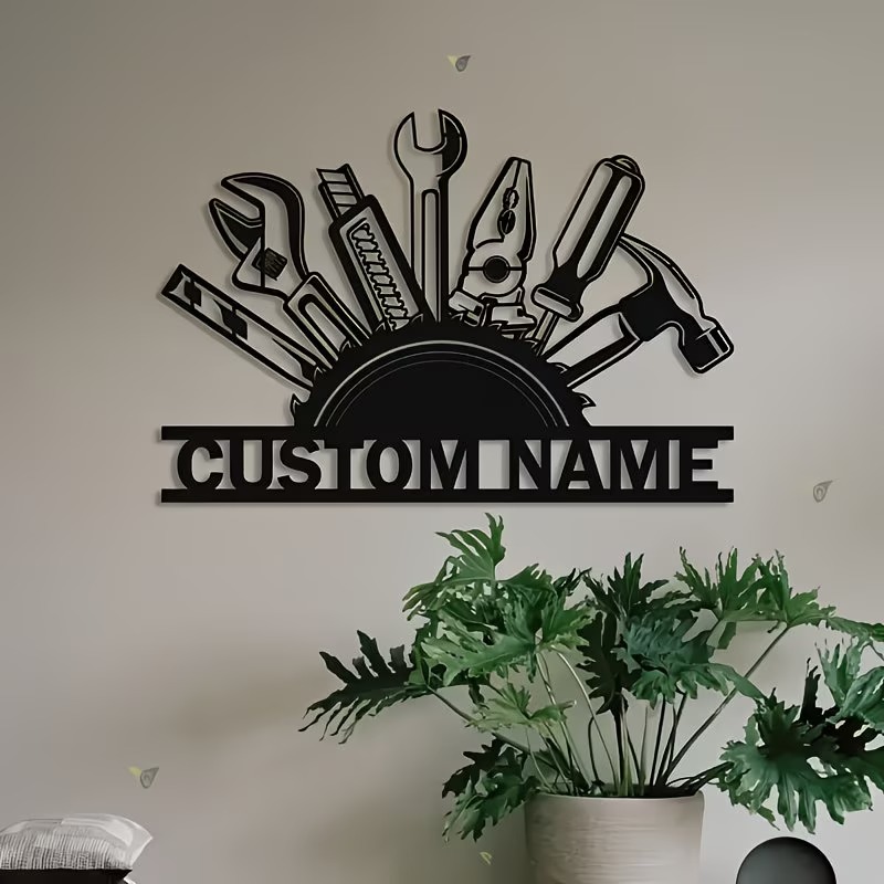 Workshop Tools With Name - لوحة جدارية معدنية مخصصة للأدوات -