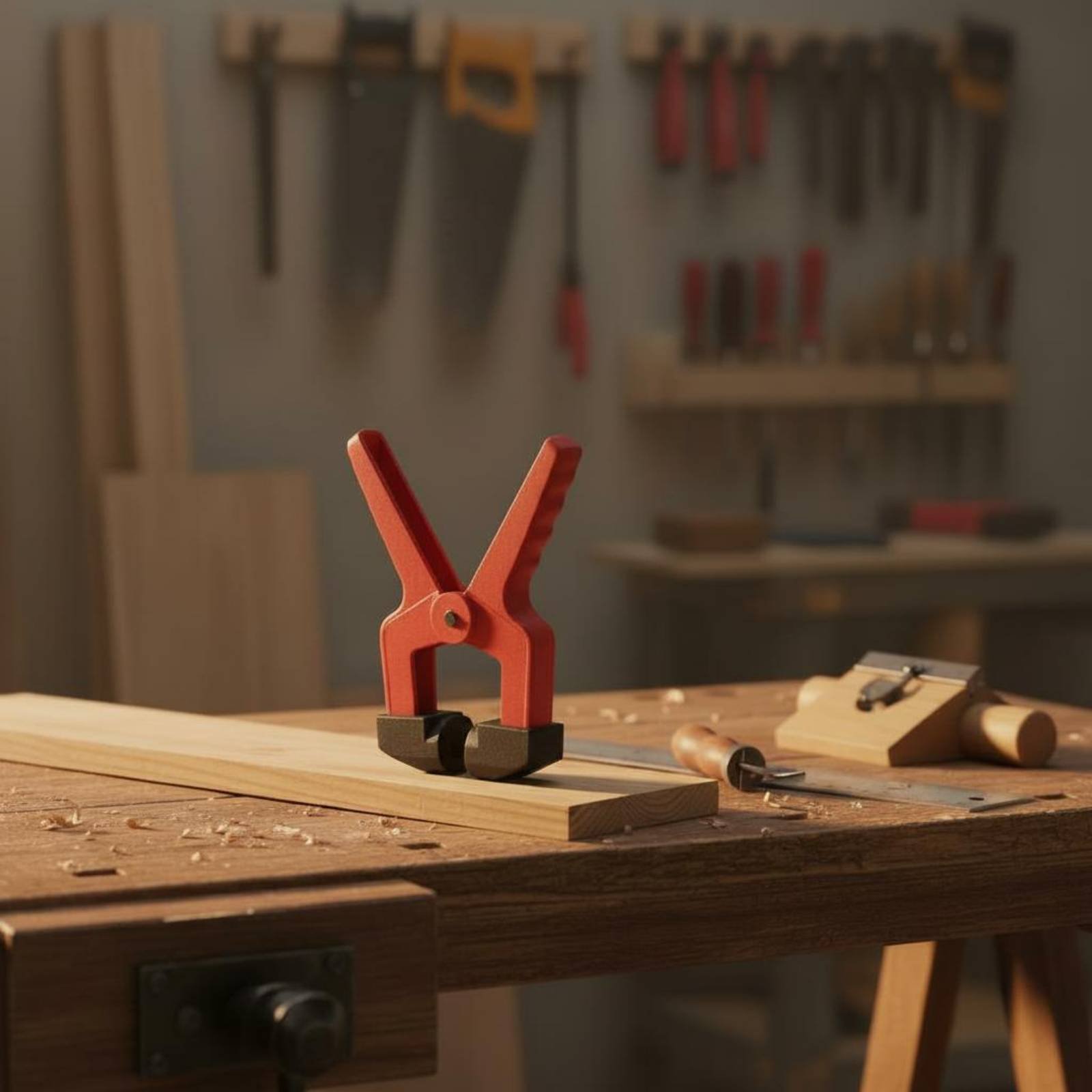 مشبك مثلثي الشكل باللون الأحمر - مراجعة Tools For Woodworking Workshop وسعره