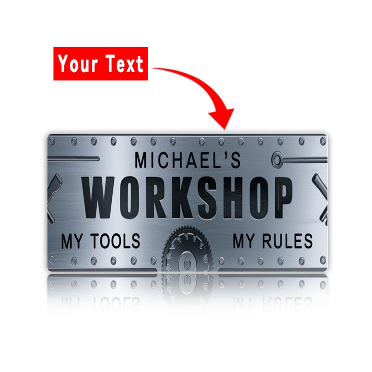 لافتة ألومنيوم مخصصة للورشة مق - مراجعة Workshop Tools With Name وسعره