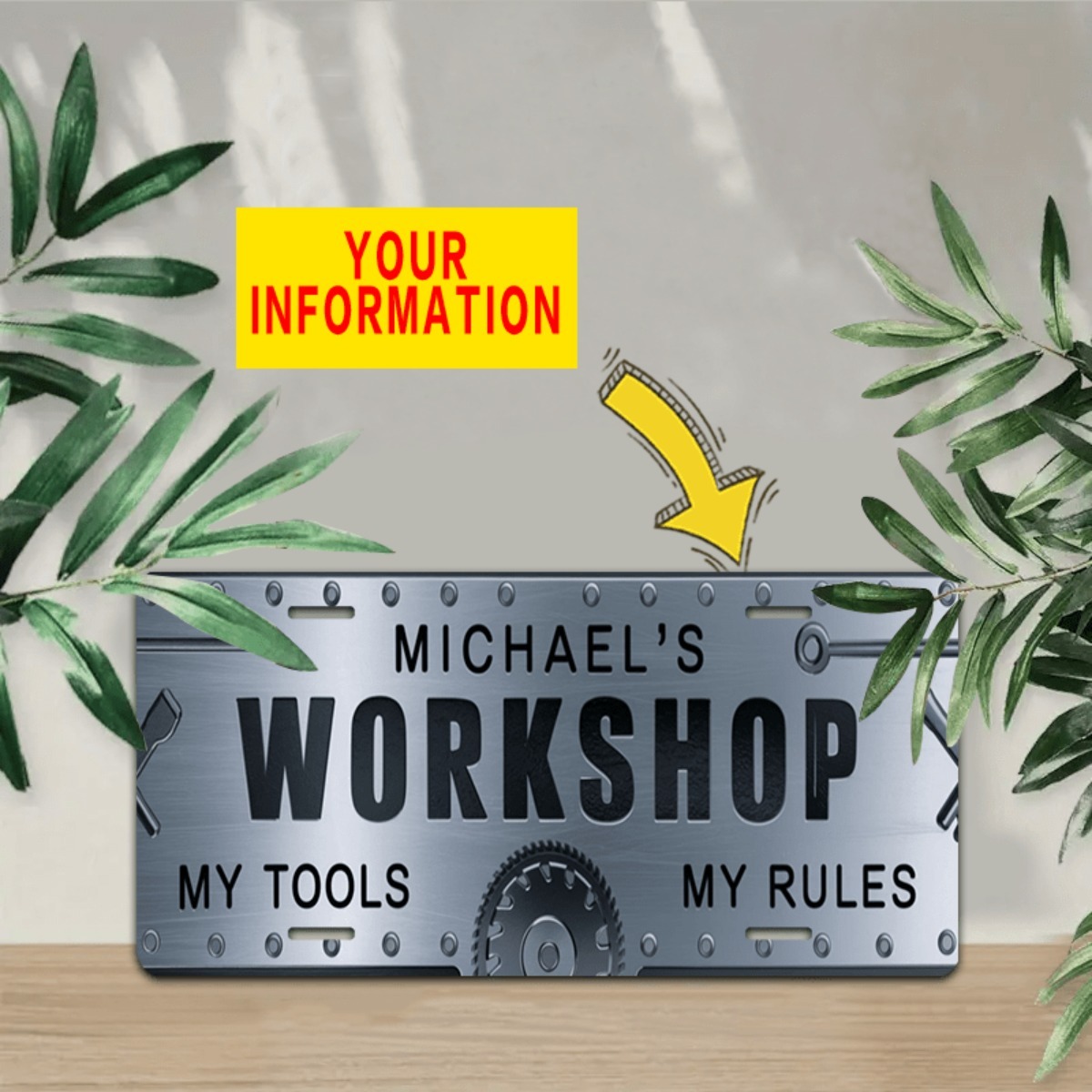 لافتة ألومنيوم مخصصة للورشة مق - مراجعة Workshop Tools With Name وسعره